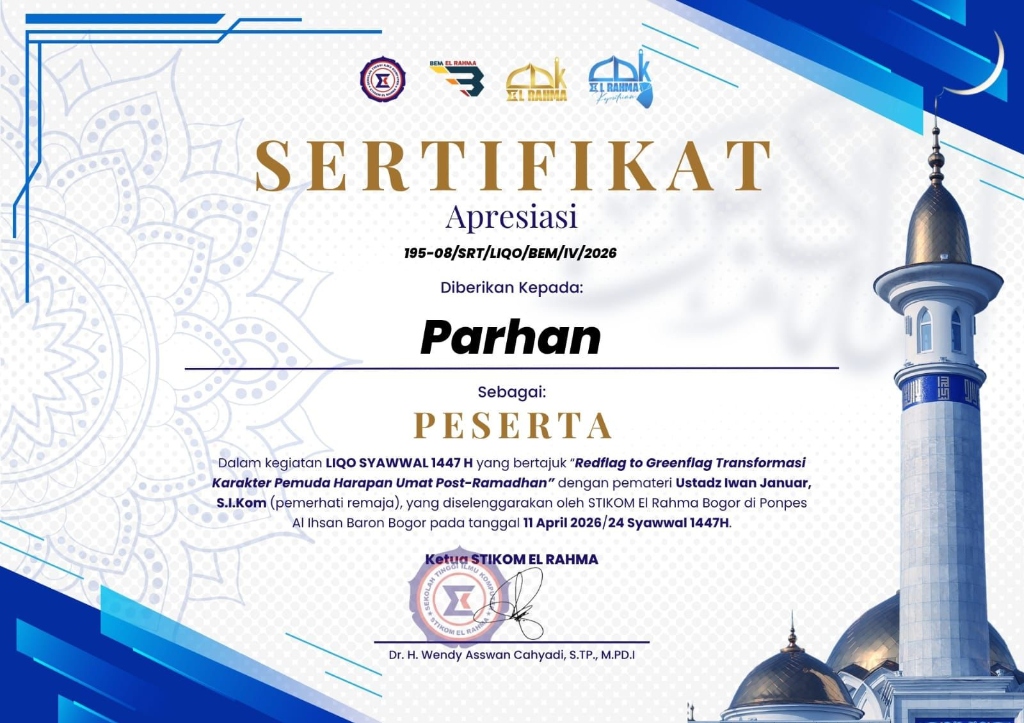 Sertifikat Peserta Liqo Syawwal