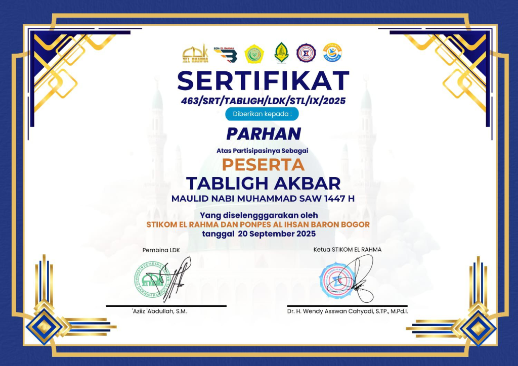 Sertifikat Peserta Tabligh Akbar